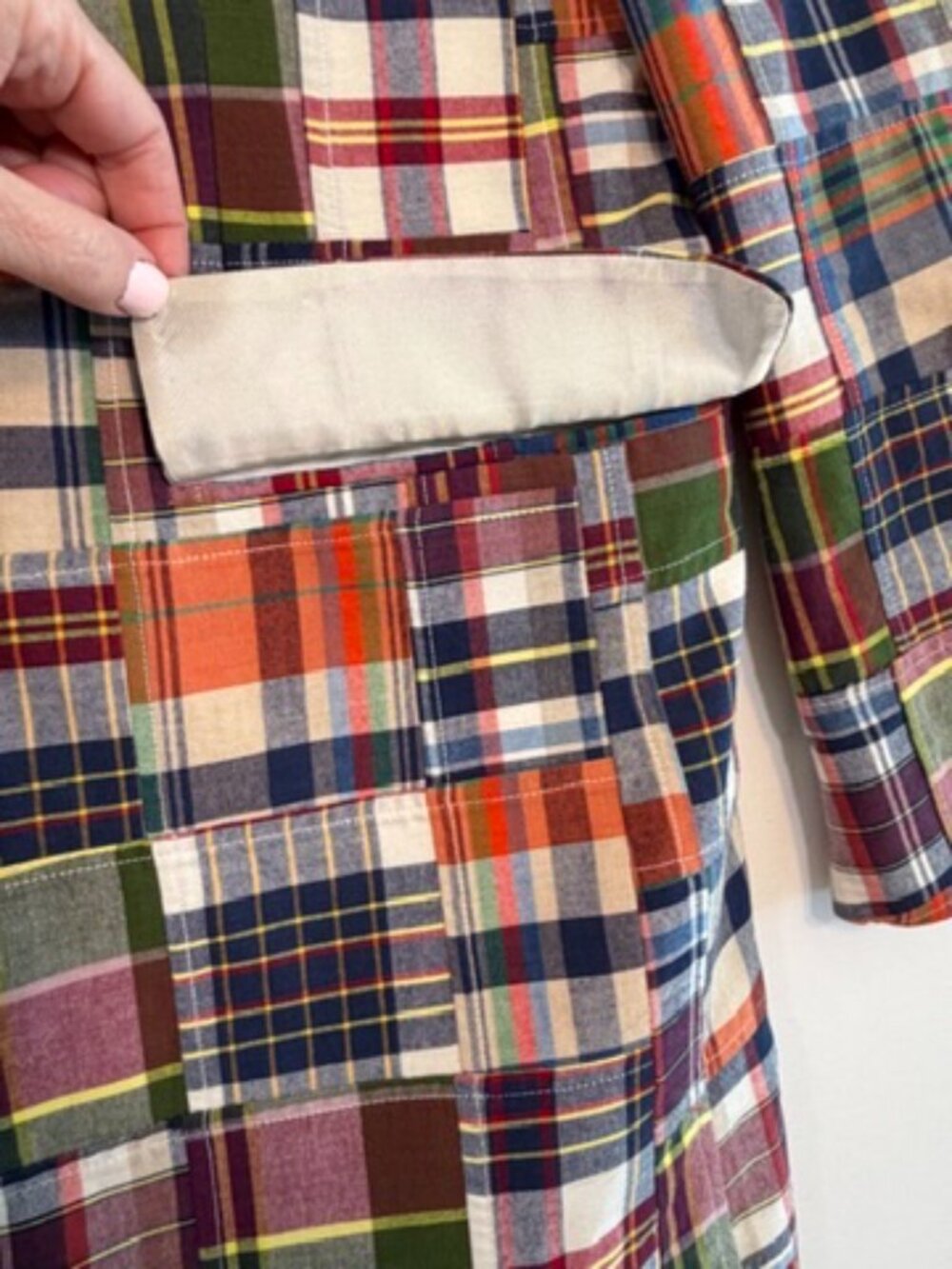 JOS A BANK Plaid Madras Sport Coat Blazer Mens 44 XL Preppy - Picture 6 of 13